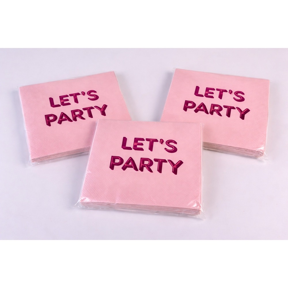 Spritz Pink "Let's Party" Lunch‎ Napkins 3 Pack 90 Total Party Table Decor